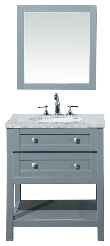 Marla 30" Single Sink Bathroom Vanity, Mirror, Gray