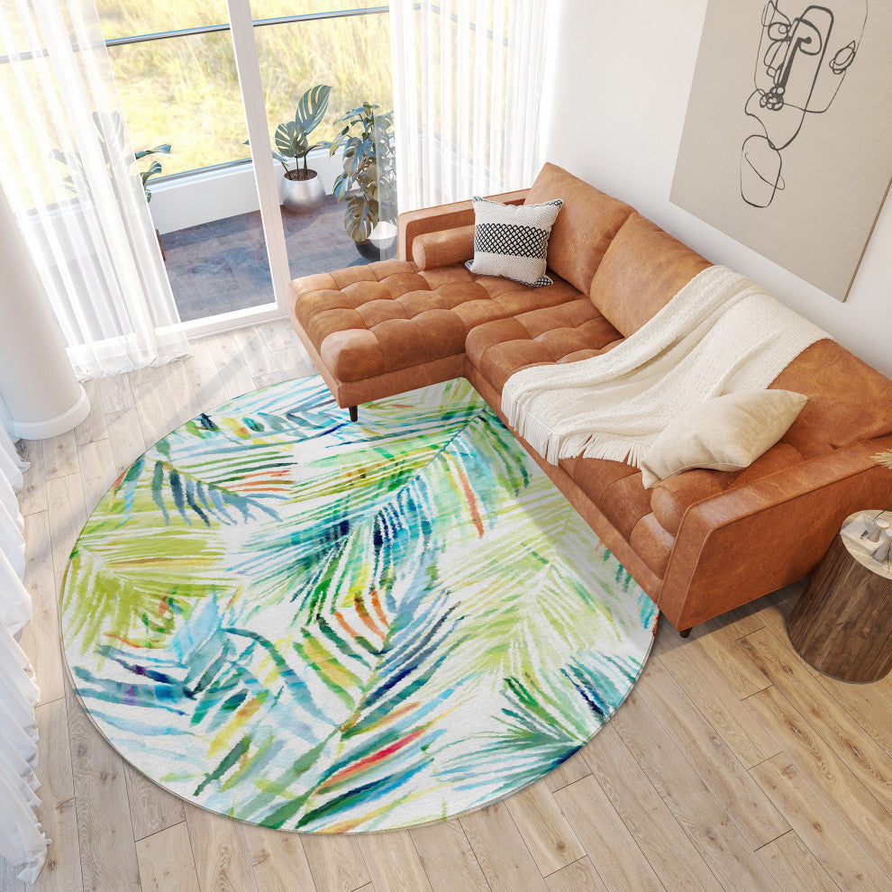 Indoor/Outdoor Tropics TC4 Meadow Machine Washable 8' x 8' Round Rug