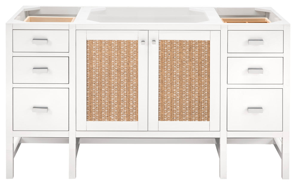 Addison 60" Single Vanity Cabinet, Glossy White, Glossy White, No Top