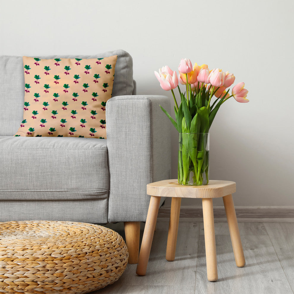 Radishes Pattern Decorative Throw Pillow, Corn Stalk, 26"x 26"