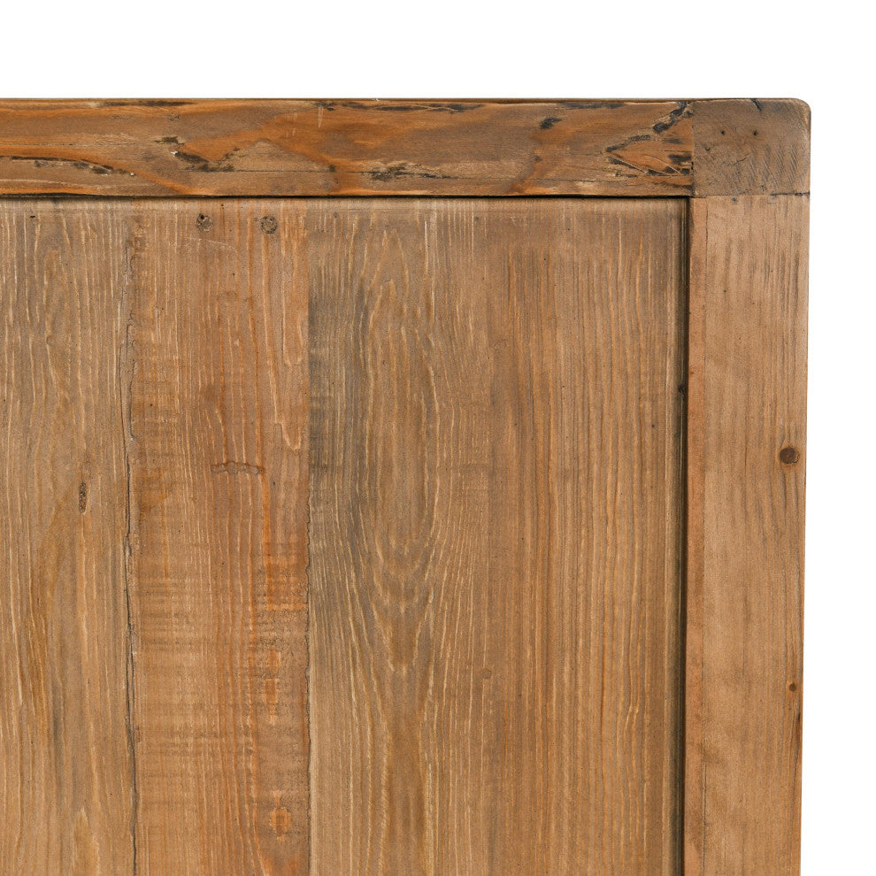 Bast 4-Door Reclaimed Pine Wood Buffet Sideboard, Brown