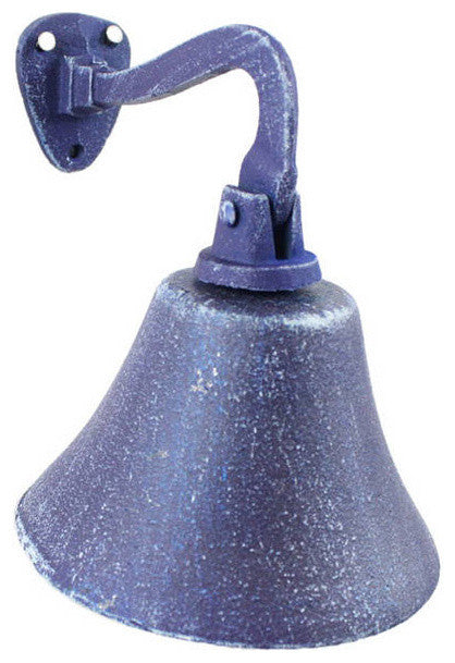 Rustic Dark Blue Cast Iron Hanging Ship's Bell 6"