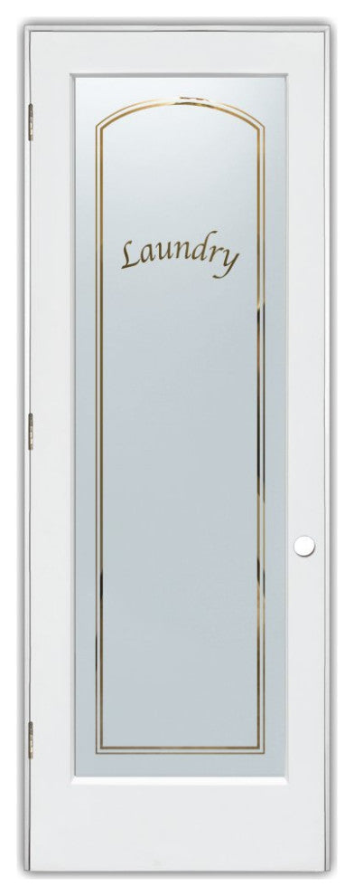 Laundry Door - Classic Arched - Primed - 30" x 96" - Knob on Right - Pull Open