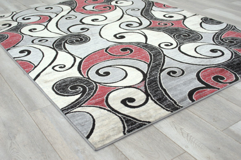 Modern Accent Rug, Scarlet Red, 9'8"x7'5"