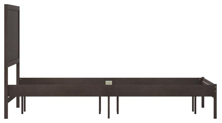 Asher Solid Wood Platform Bed with Wooden Slats and Headboard, Dark Brown, King
