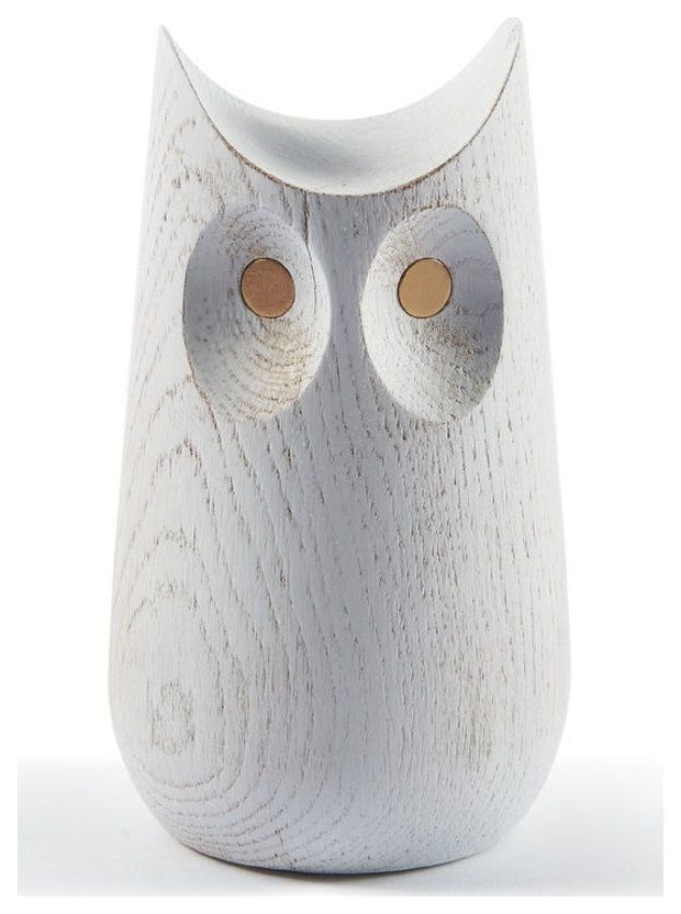 Atipico Savis Medium Wooden Owl, Snow