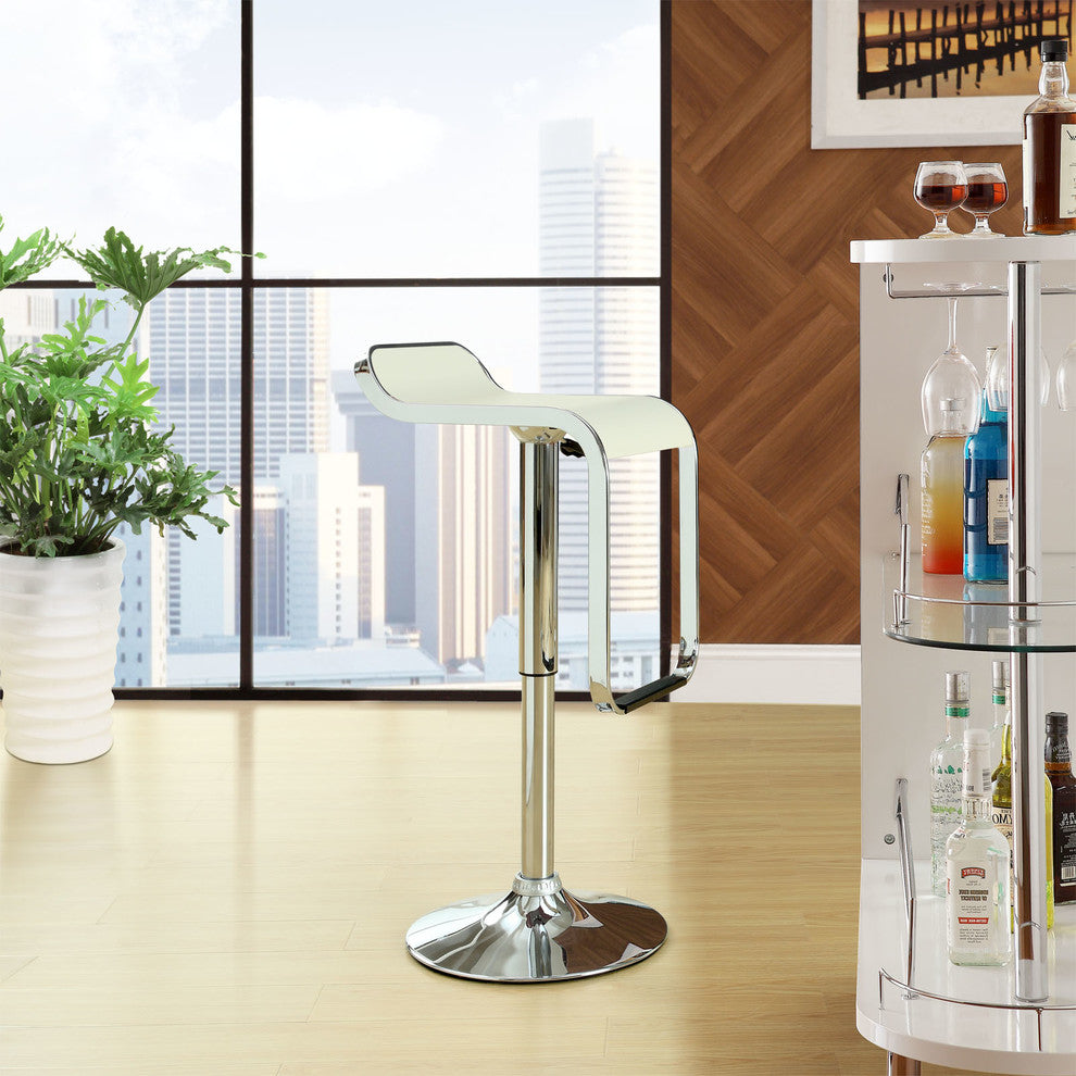 Modern Contemporary Dining Kitchen Vinyl Bar Stool White