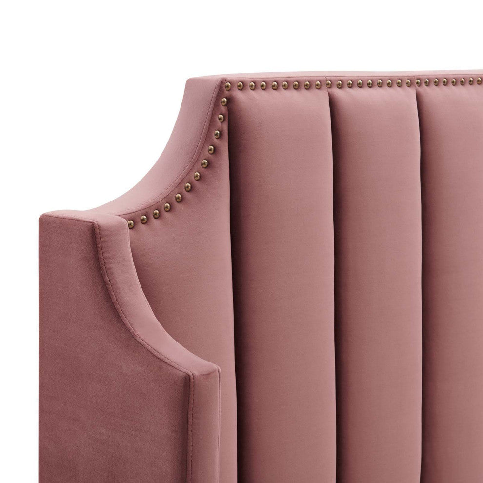 Daniella Performance Velvet Queen Platform Bed Dusty Rose