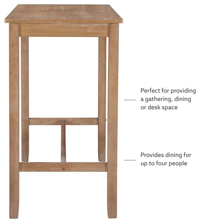Linon Claridge Wood Bar Height Pub Table in Distressed Brown Finish