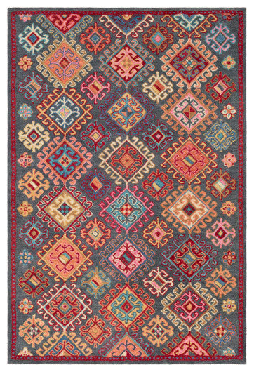 Surya Tabriz TBZ-1001 8'x10' Rug, Pink/Red/Charcoal/Peach/Wheat/Tan/Aqua/Denim