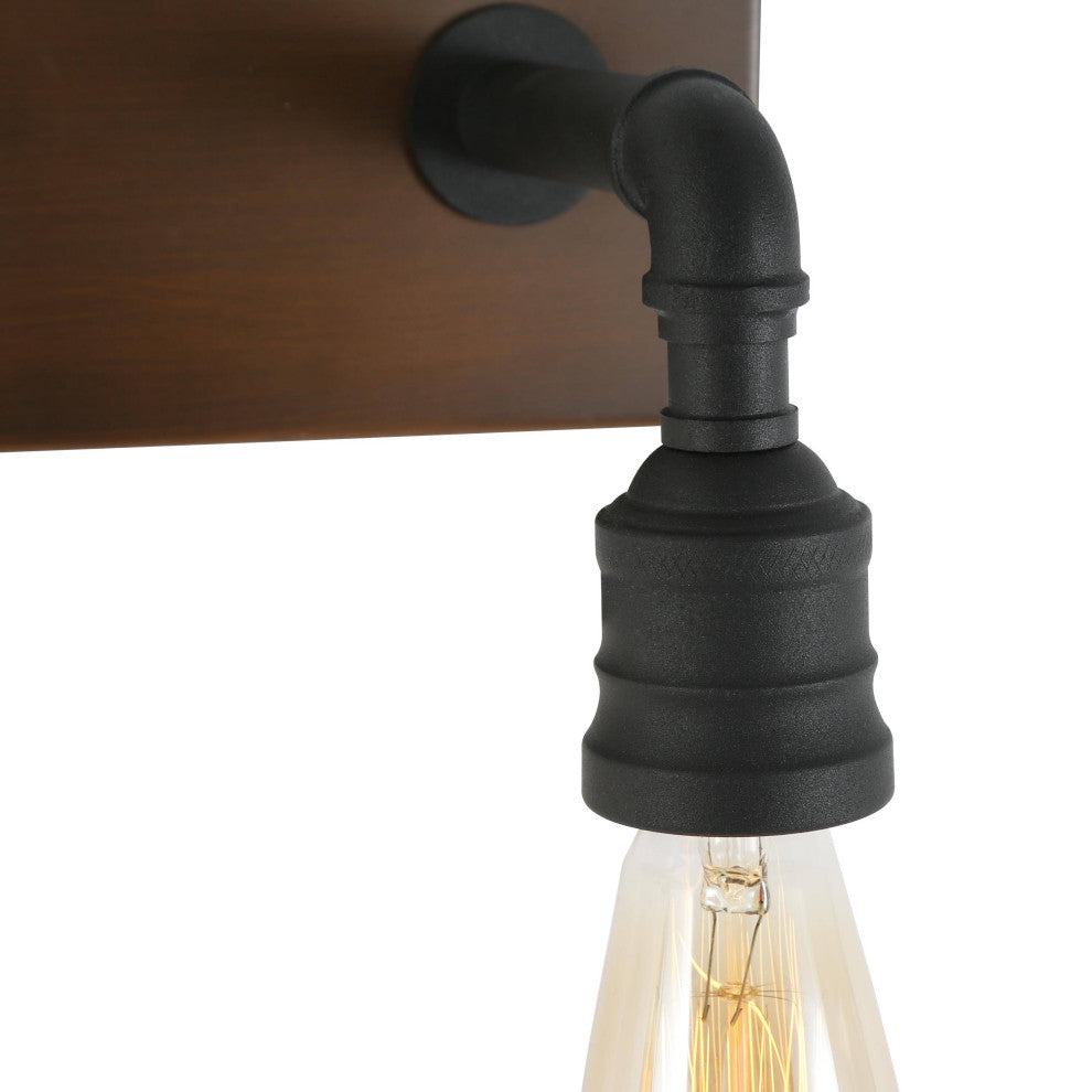 LALUZ 3-Light Black and Brown Water Pipe Farmhouse Bathroom Vanity Lights