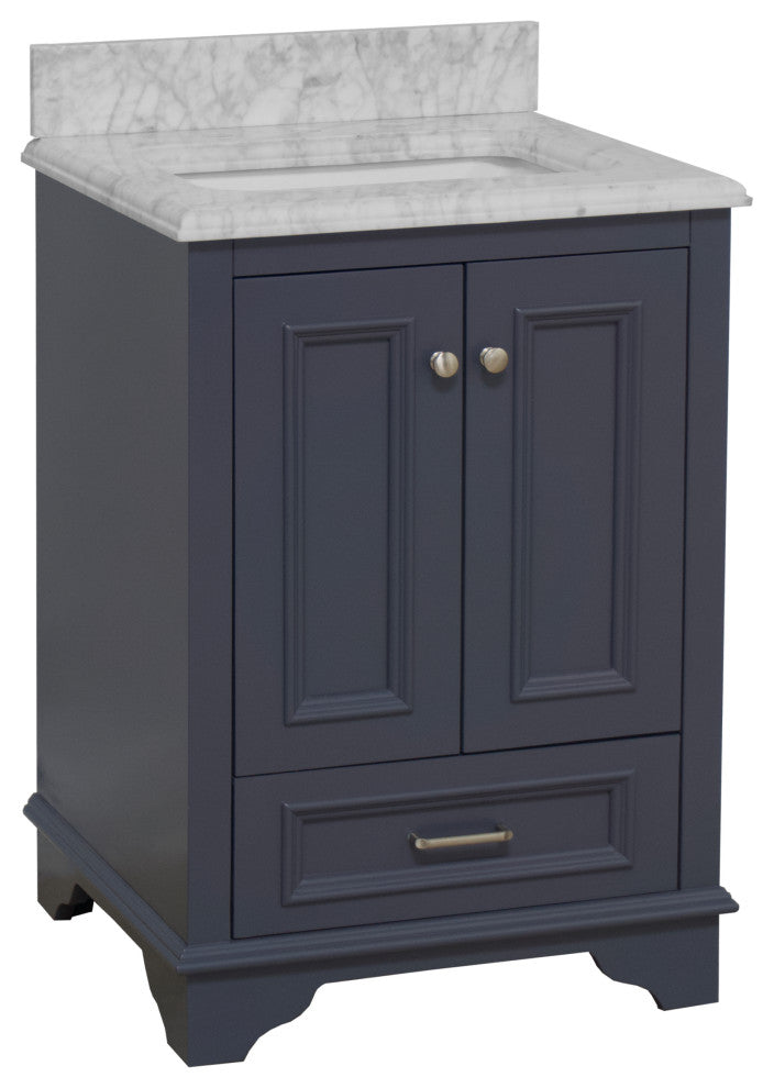 Nantucket 24" Bathroom Vanity, Marine Gray, Carrara Marble