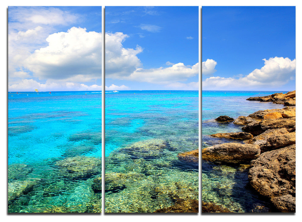 "Bright Summer Day in Sea" Canvas Wall Art, 3 Panels, 36"x28"