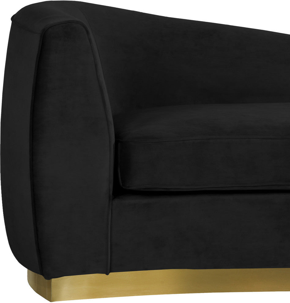 Julian Velvet Upholstered Chaise, Black, Gold Base