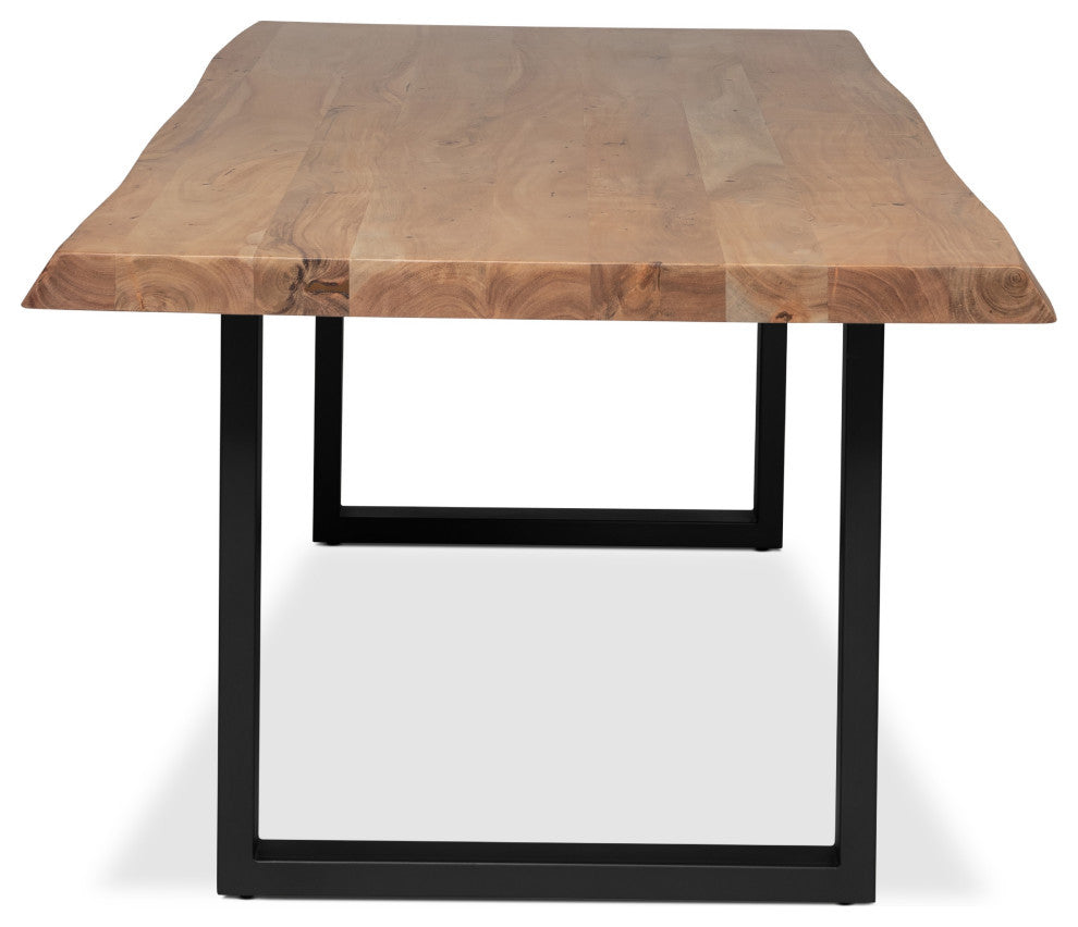 Brooks Dining Table, U Base, 40"x116", Teak Top, Black Base