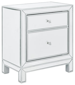 Elegant Decor Reflexion 1 Door Mirrored Nightstand in Antique Silver