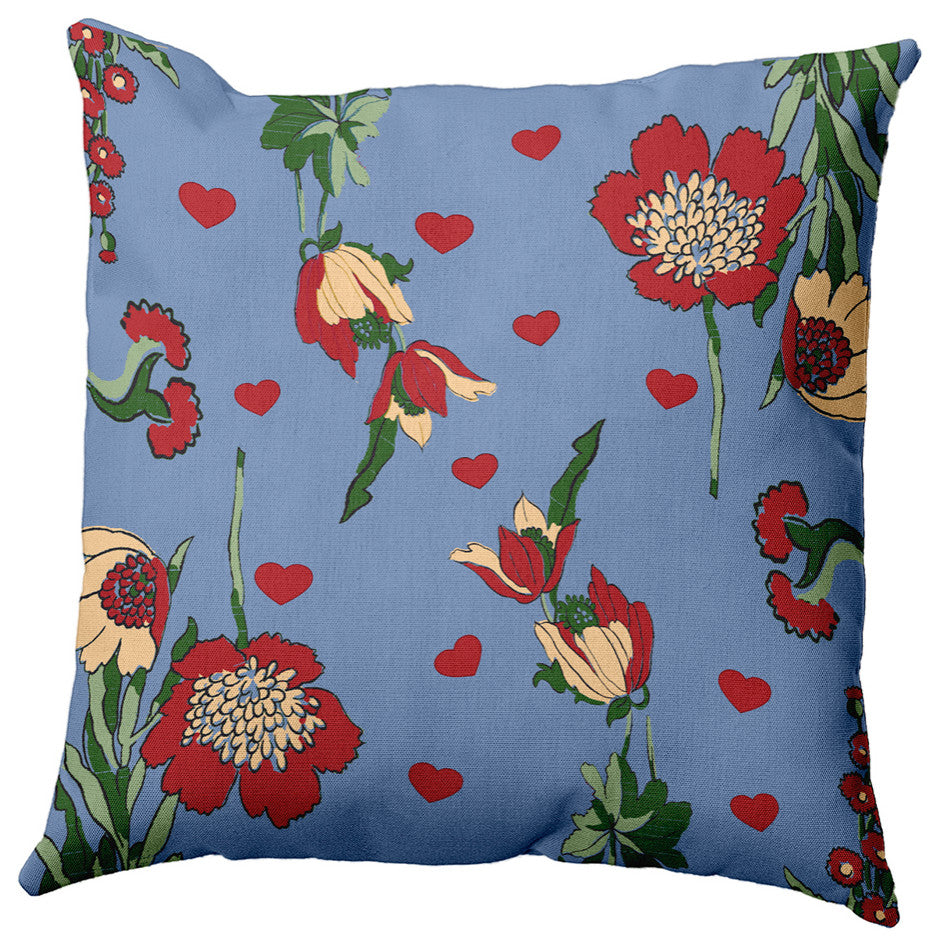 Love In The Garden Decorative Throw Pillow, Cornflower, 20"x20"