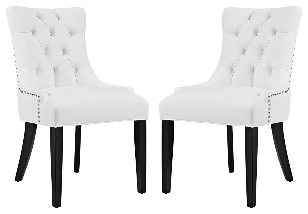 Modern White Regent Dining Side Chair Vinyl Set of 2