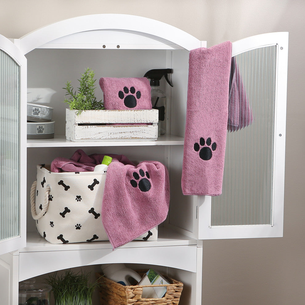 Rose Embroidered Paw Small Pet Towel (Set of 3)