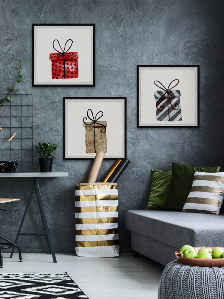 Christmas Presents Triptych, 3-Piece Set, 18x18