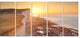 Sunrise over South Coast of England, Seashore Canvas Wall Art, 60"x28", 5 Panels