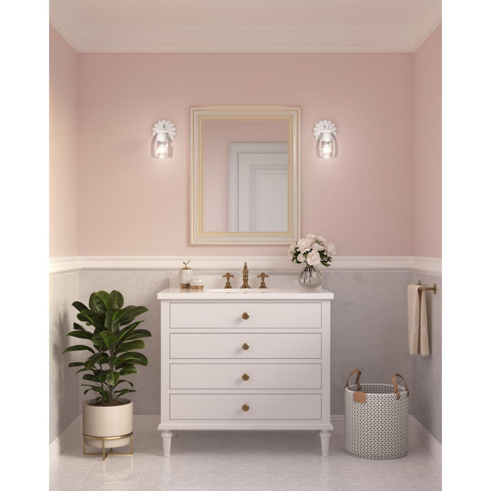 Quillan Collection Transitional Bath and Vanity Light, White Plaster