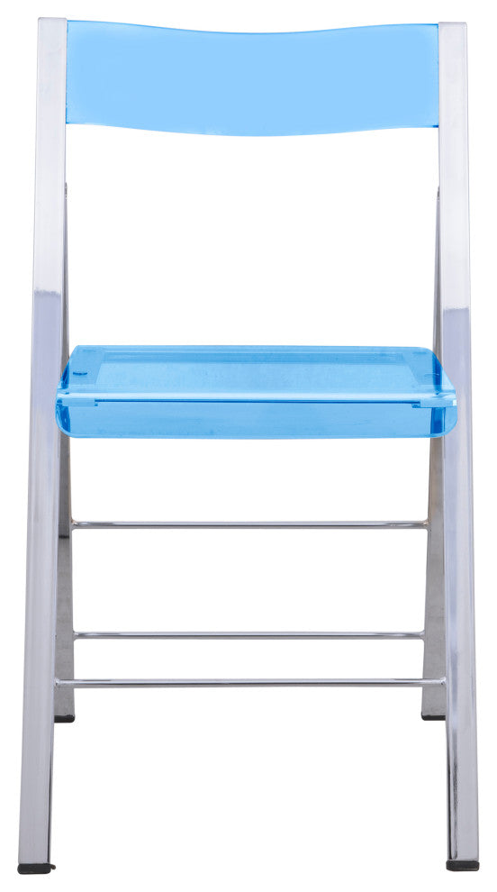 Menno Acrylic Folding Chairs Modern Stackable Foldable Dining Chair, Blue