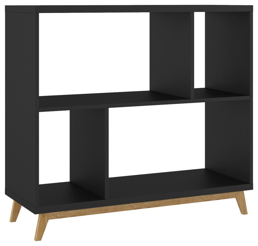 Modern Black And Natural Bookcase