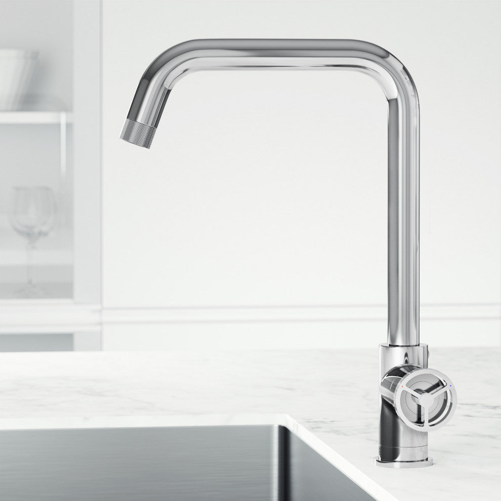 VIGO Cass Industrial 14" H Single Handle Kitchen Bar Faucet, Chrome
