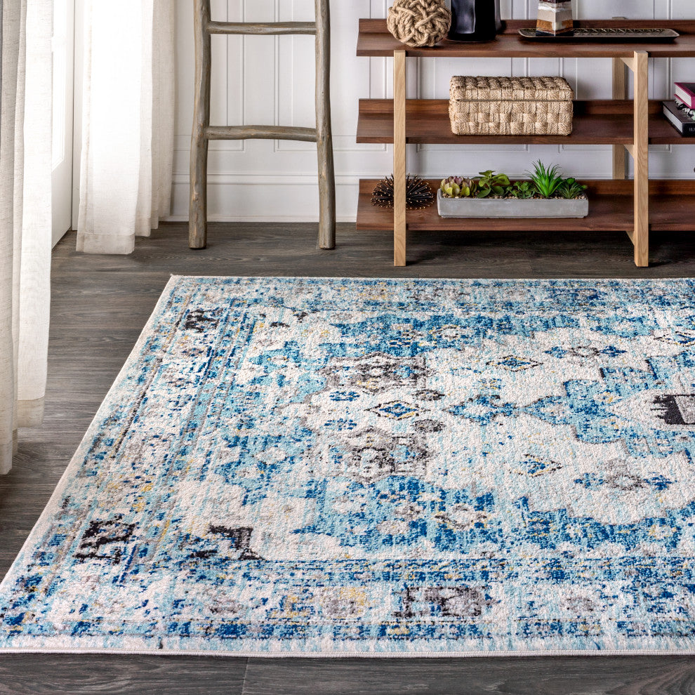 Modern Persian Boho Vintage Medallion Area Rug, 4x6