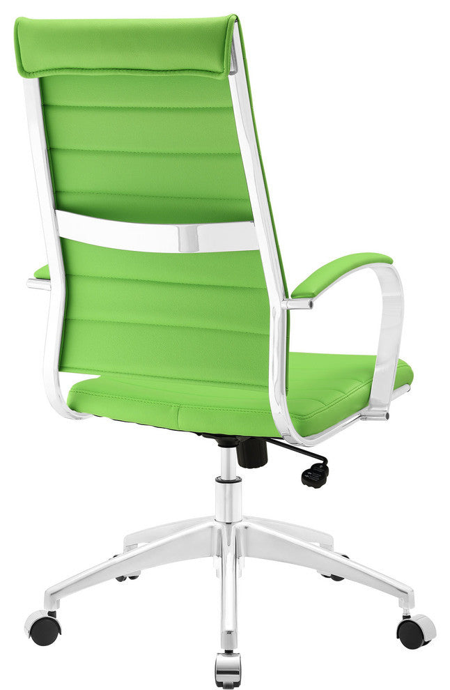 Modern Contemporary Highback Office Chair, Bright Green Faux Leather