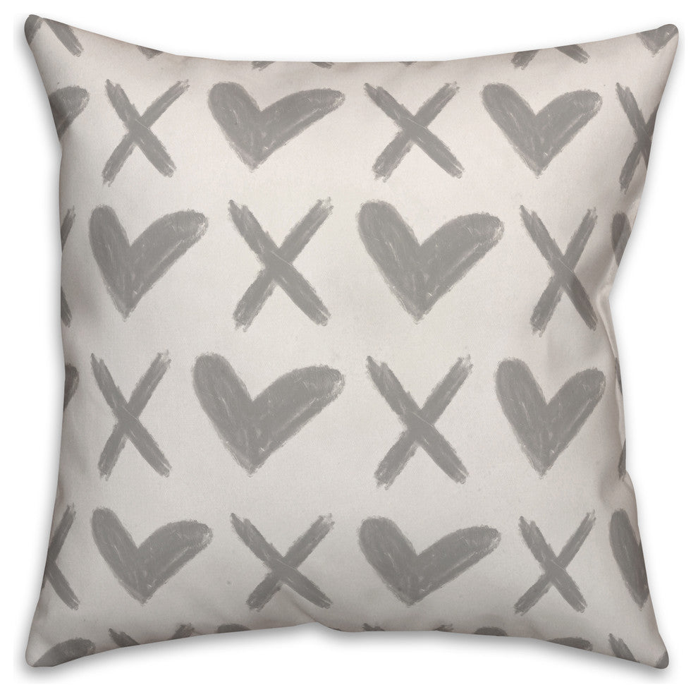 XO Hearts 18x18 Throw Pillow