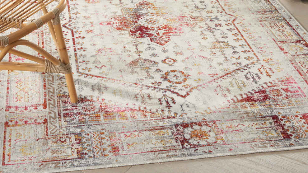 Nourison Vintage Kashan 4' x 6' Ivory Red Vintage Indoor Area Rug