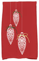Filagree Ornaments Decorative Holiday Geometric Print Hand Towel, Red