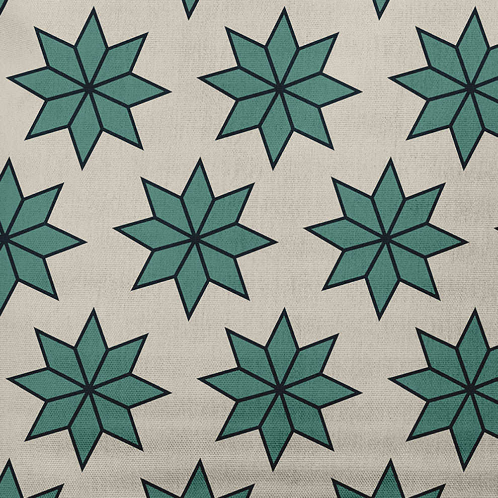 Mint Colored Christmas Stars Christmas Polyester Throw Pillow, 16"x16"