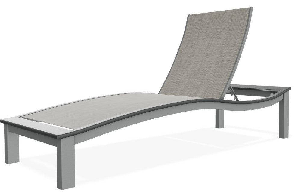 Bazza Sling 4-Position Contour Outdoor Chaise Lounge, Smoke/Graphite