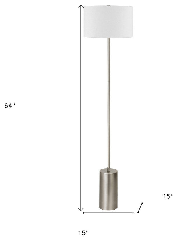 64" Nickel Traditional Shaped Floor Lamp With White Frosted Glass Empire Shade