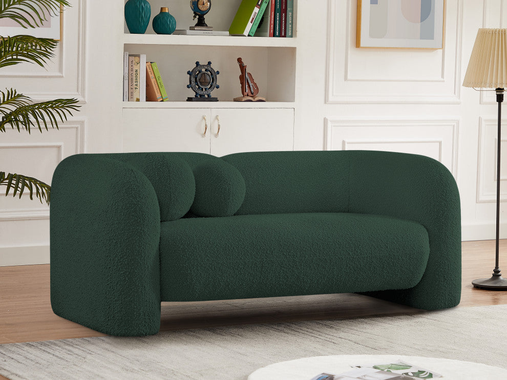 Emory Boucle Fabric Upholstered Upholstered Loveseat, Green