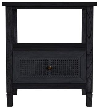 Flagstaff 1-Drawer Cane Nightstand, Black