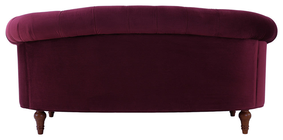 La Rosa Victorian Chesterfield Loveseat, Burgundy Velvet