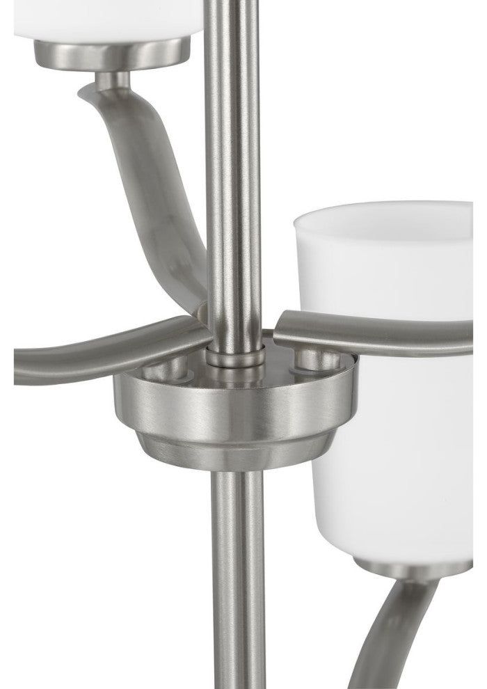 Adley Collection Nine-Light Brushed Nickel Etched White Opal Glass Chandelier