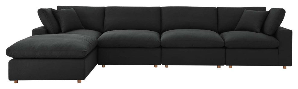 Modular Sectional Deep Sofa Set, Black, Fabric, Modern, Lounge Cafe Hospitality