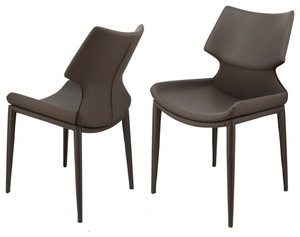 Set of Two Gray Faux Leather Wrapped Dining Chairs