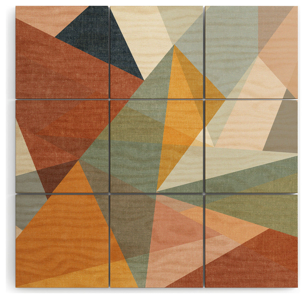 Little Arrow Design Co Modern Triangle Mosaic Multi Wood Wall Mural