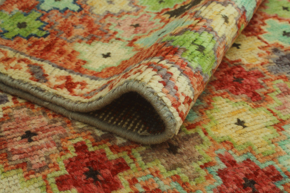 Balochi Dayron Purple/Green Rug, 4'0x5'10