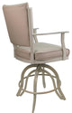 Leather Swivel Tilt Metal Bar Stool - Montana on A-Base, Tan Leather on Beige, 26"