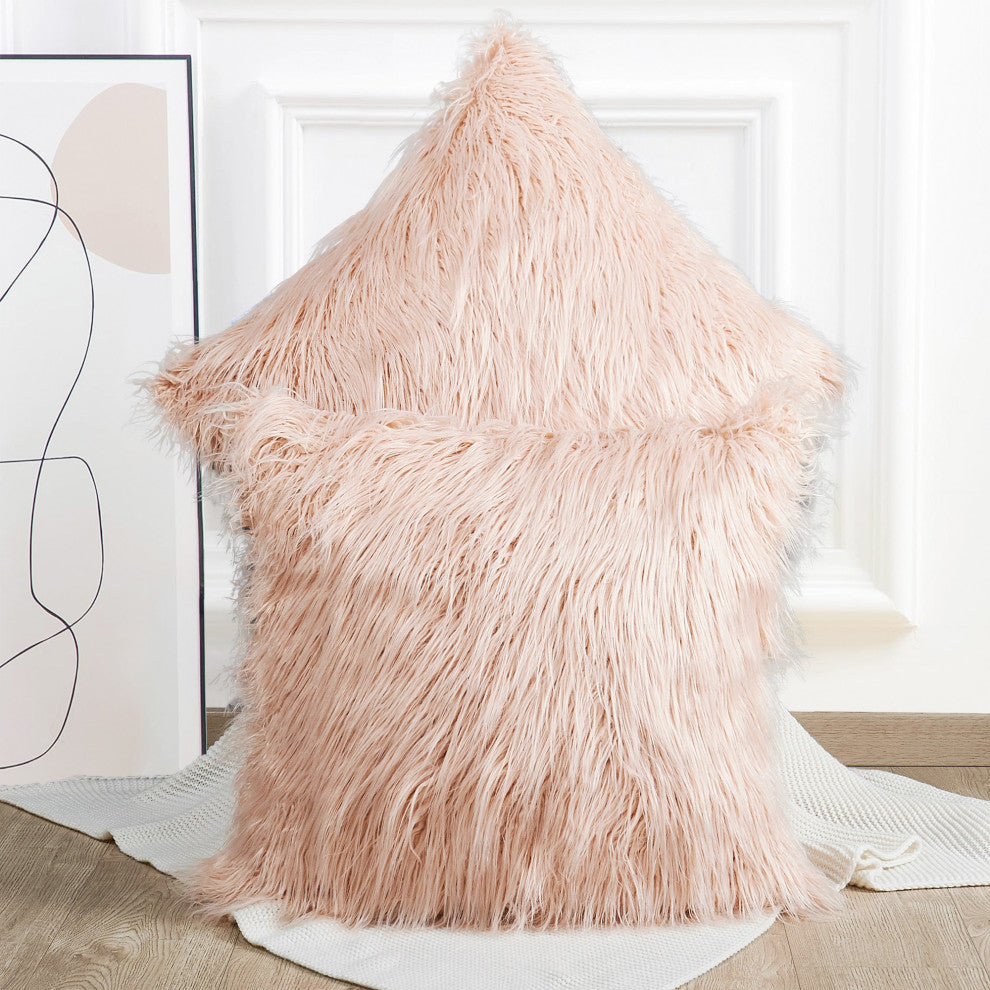 Mongolian Faux Fur Pillow Shell Set, Rose, 26"x26"
