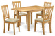 Dining Set 5 Pc, Four Chairs, Table, Oak Color Linen, Oak Finish Structure