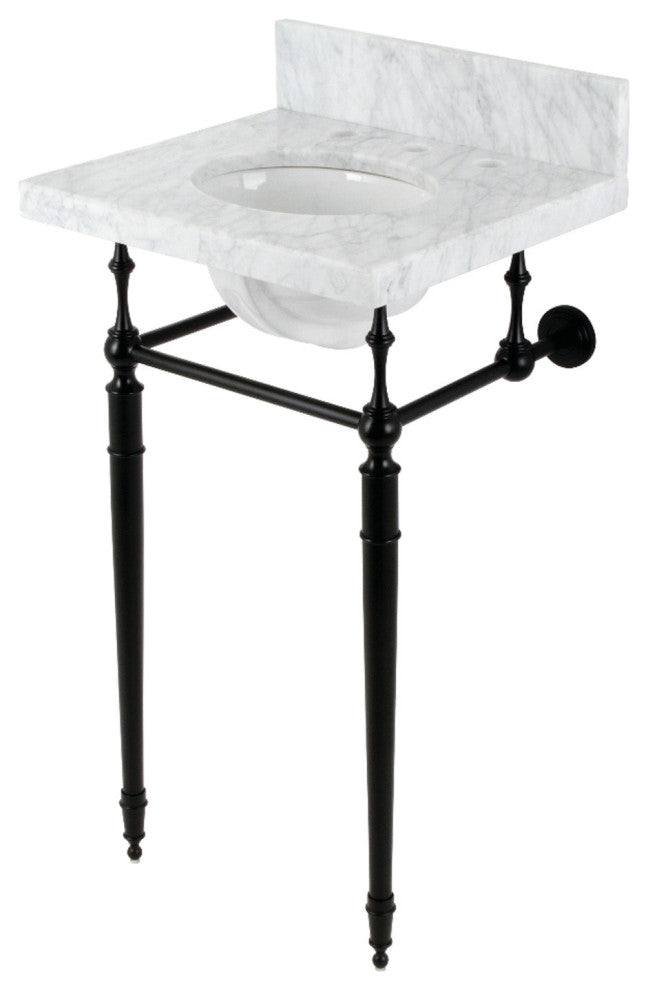 KVPB1917M380ST 19" Carrara Marble Console Sink with Brass Legs