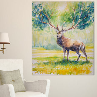 Deer with Blue Horn, Abstract Canvas Art Print, 30"x40"
